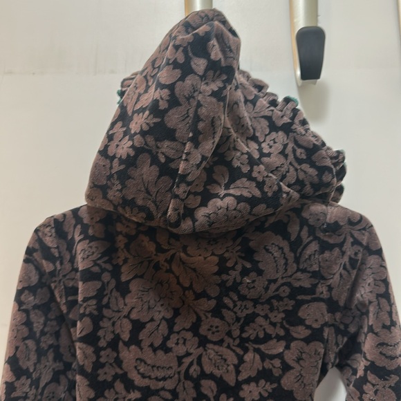 Matilda Jane Kids Robe with Pockets & Hood Size 4 - Velour Brown Floral - Picture 7 of 12